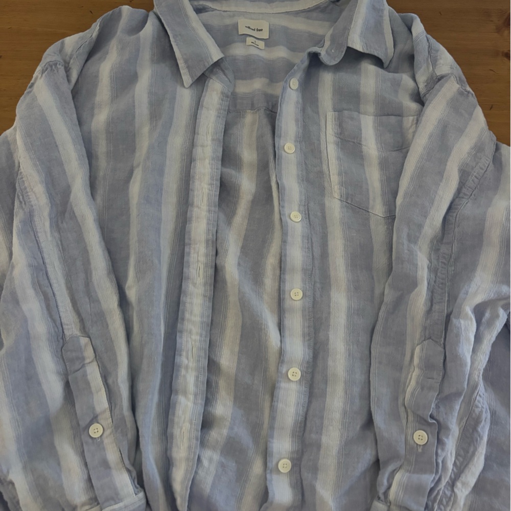 Wilfred Light Blue and White Striped Casual Shirt